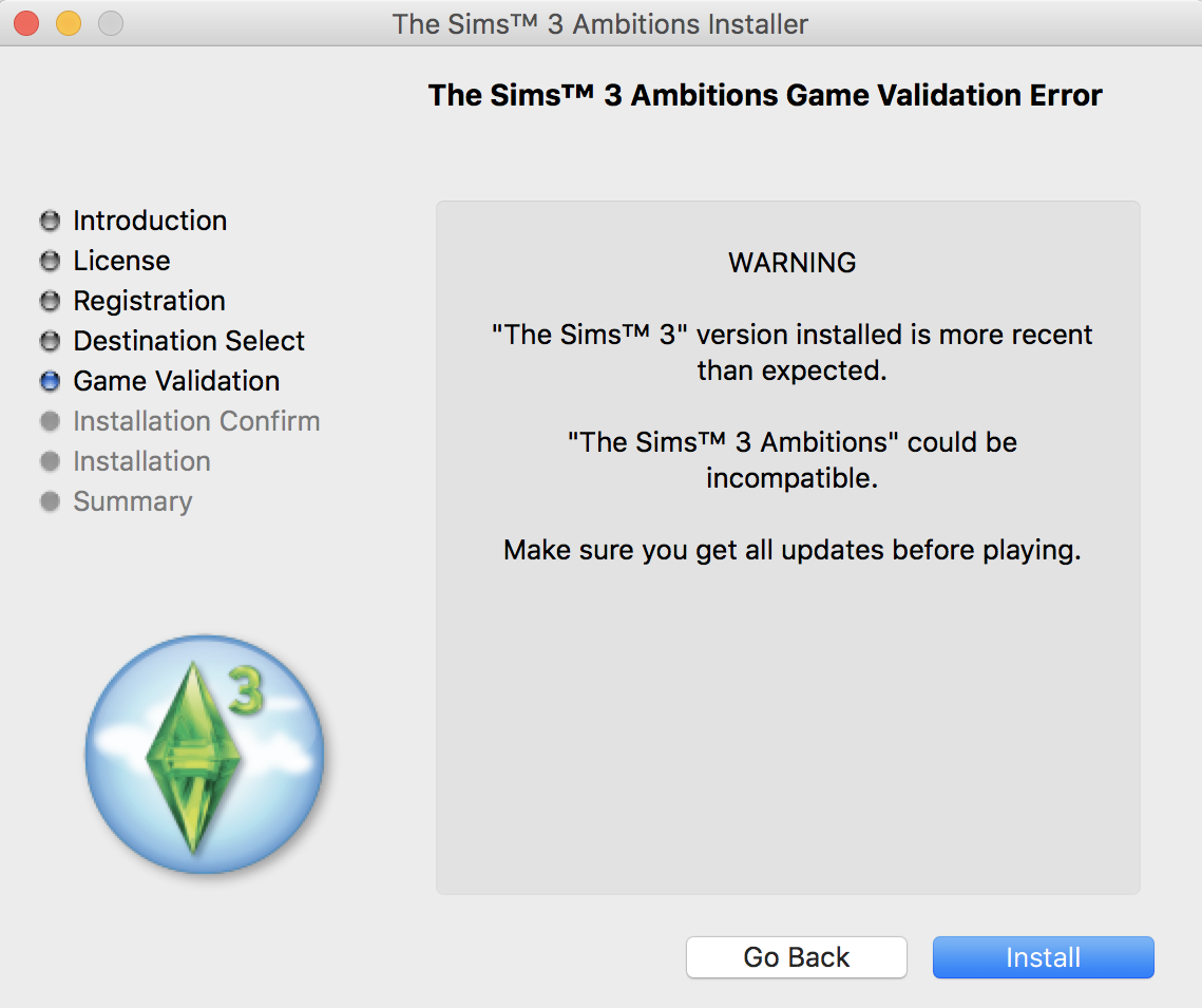 when you patch the sims 3 for mac os high sierra do you need to install sims first
